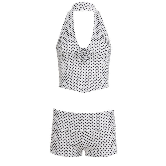 Damen Bikinitop und Shorts-Set mit Polka-Dots Shopnory