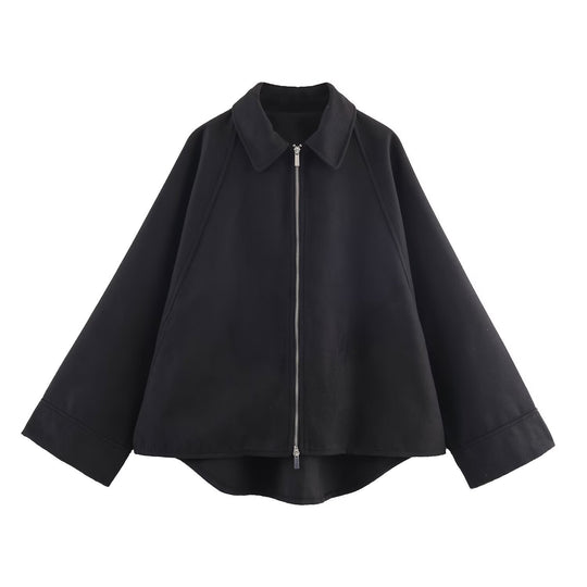 Damen minimalistische Übergangsjacke mit hohem Kragen
