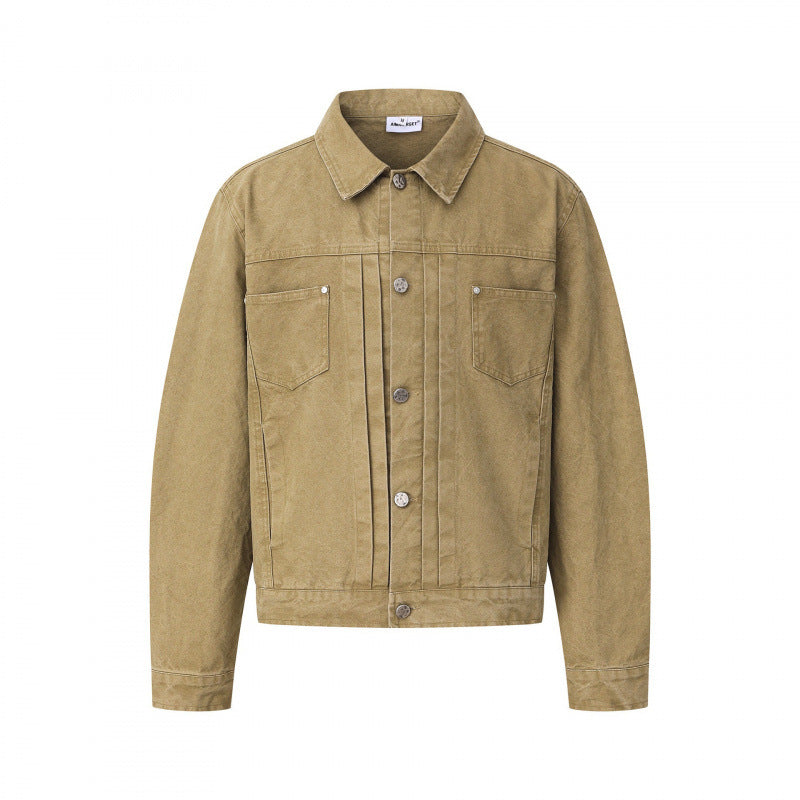 Unisex Boxy-Denimjacke im Worker‑Look mit Metallknopfleiste und Brusttaschen Shop Nory