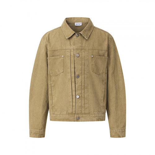 Unisex Boxy-Denimjacke im Worker‑Look mit Metallknopfleiste und Brusttaschen Shop Nory