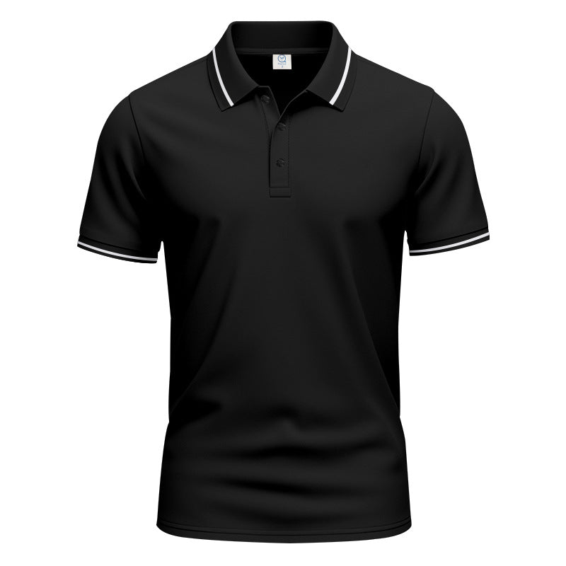 Herren nan atmungsaktives Interlock-Poloshirt mit Kontrast-Tipping, kurzer Knopfleiste und schmaler Silhouette