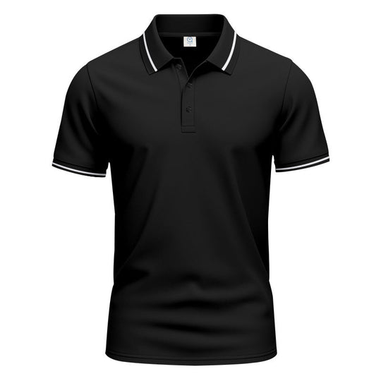 Herren nan atmungsaktives Interlock-Poloshirt mit Kontrast-Tipping, kurzer Knopfleiste und schmaler Silhouette