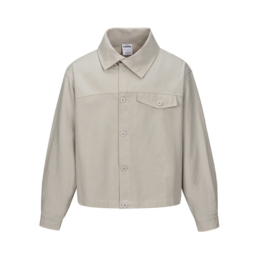 Unisex Kurz geschnittene Boxy-Hemdjacke mit durchgehender Knopfleiste und Pattentasche Shop Nory