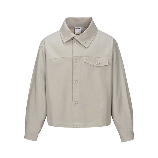 Unisex Kurz geschnittene Boxy-Hemdjacke mit durchgehender Knopfleiste und Pattentasche Shop Nory