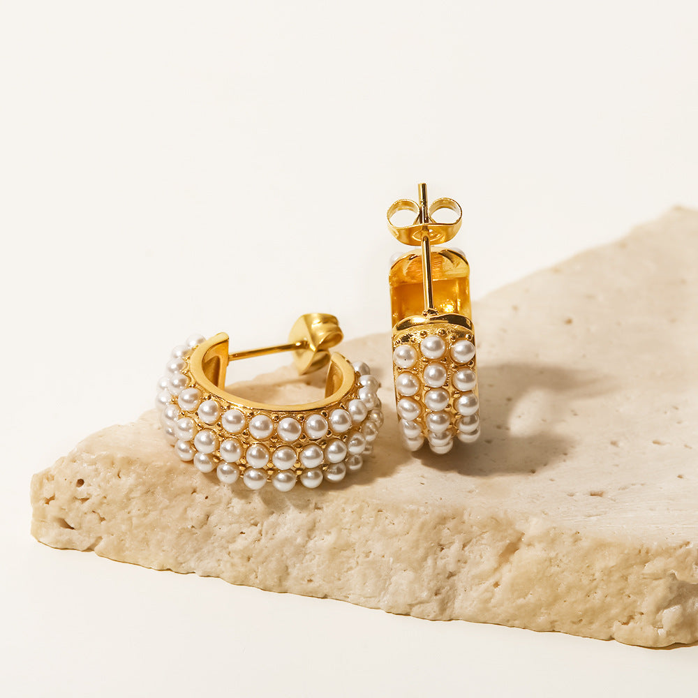 Damen Creolen mit Perlenverzierungen und elegantem Goldfinish Shop Nory