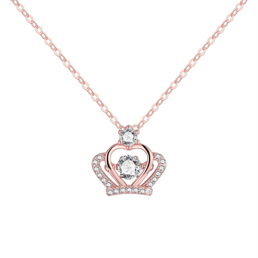 Damen Halskette mit funkelndem Kronenanhänger und Zirkonia Shop Nory