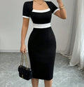 Damen Midi-Kleid mit kontrastierenden Einsätzen