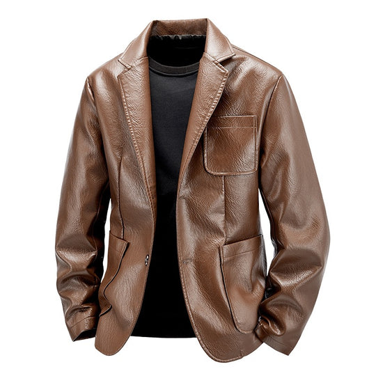 Herren Elegante Kunstlederjacke im modernen Blazer-Stil Shop Nory
