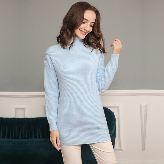 Damen Langer Rippstrick-Rollkragenpullover im Oversize-Schnitt Shop Nory