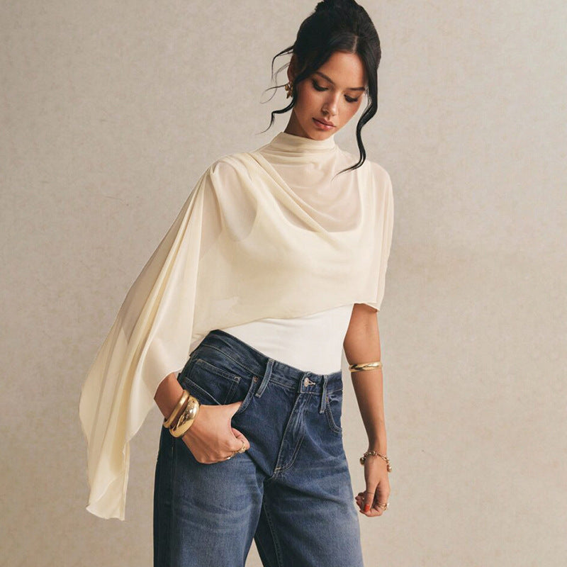 Damen Body mit elegantem Chiffon-Überwurf