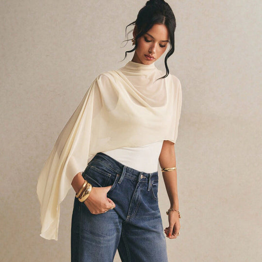 Damen Body mit elegantem Chiffon-Überwurf