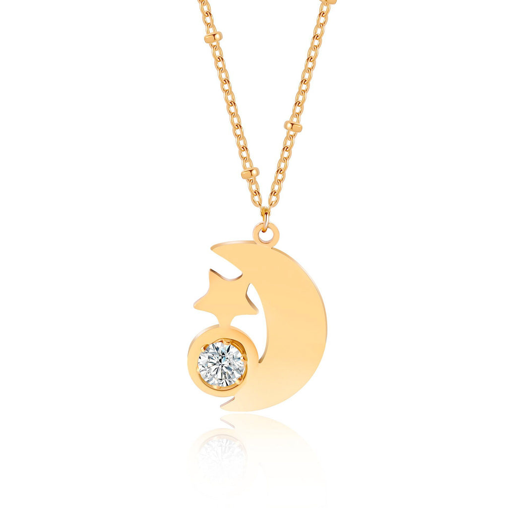 Damen Halskette mit elegantem Mond- und Sternmotiv Shop Nory