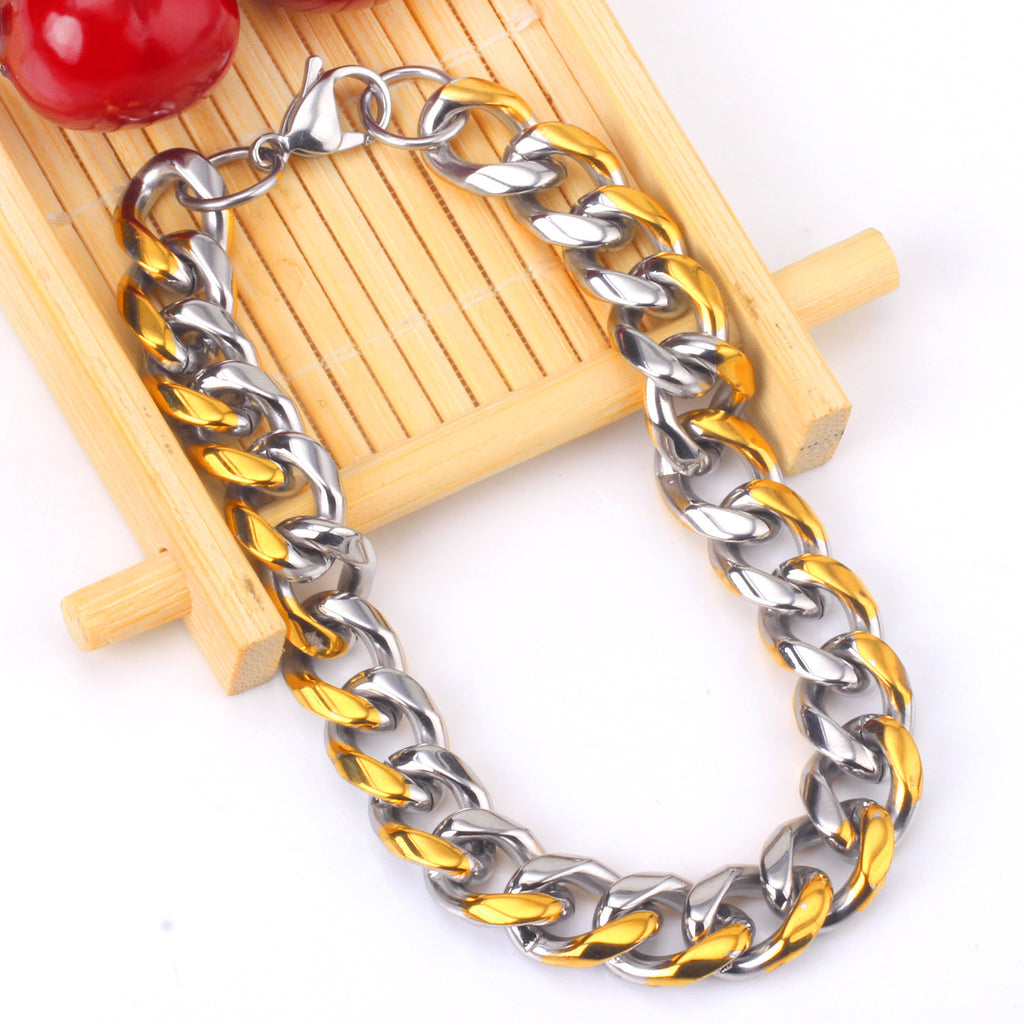 Damen Edelstahl Armband mit goldplattierter Kettenstruktur Shop Nory