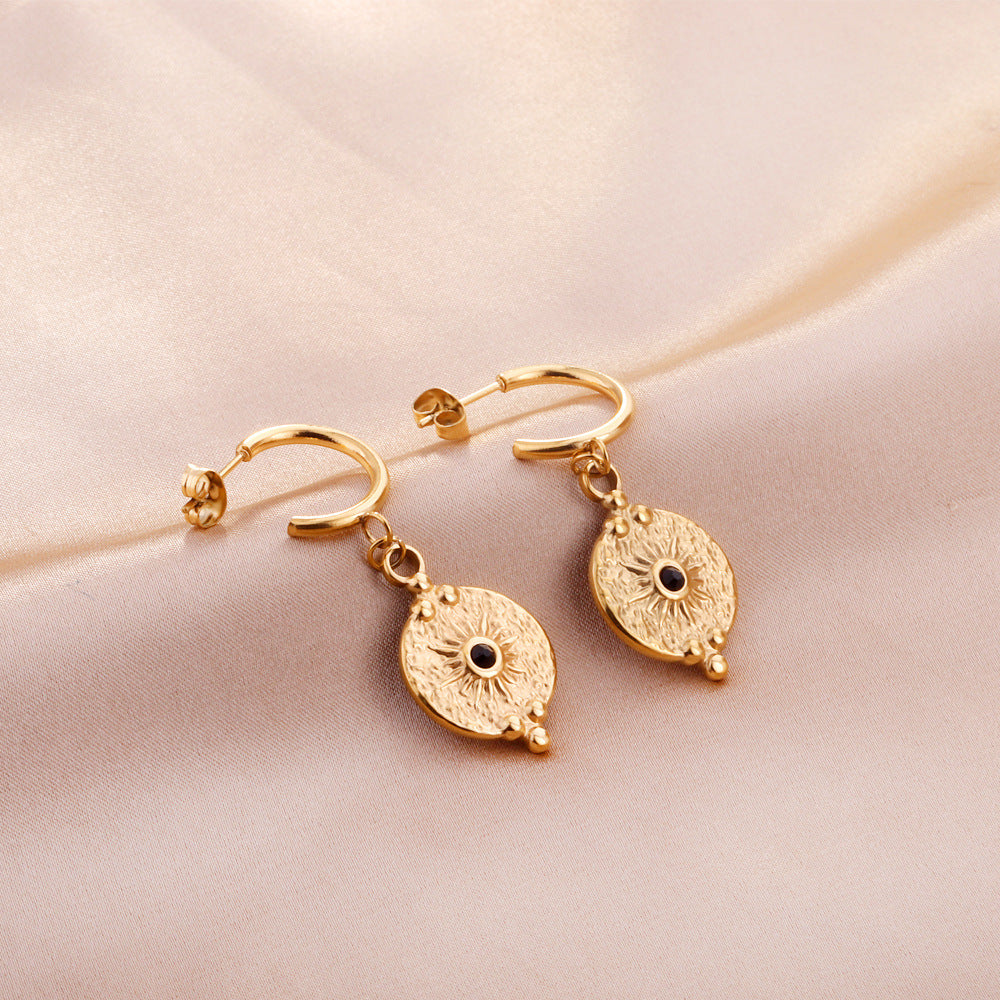 Damen Hängende Ohrringe aus hochwertigem Edelstahl mit kunstvollem goldplattierten Design Shop Nory
