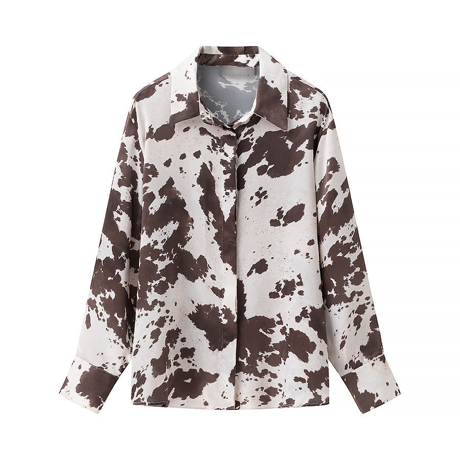 Damen Maxirock mit Kuhfleckenmuster, A‑Linie und feinem Taillenband Shop Nory