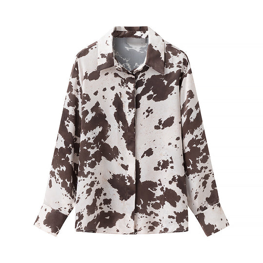 Damen Maxirock mit Kuhfleckenmuster, A‑Linie und feinem Taillenband Shop Nory