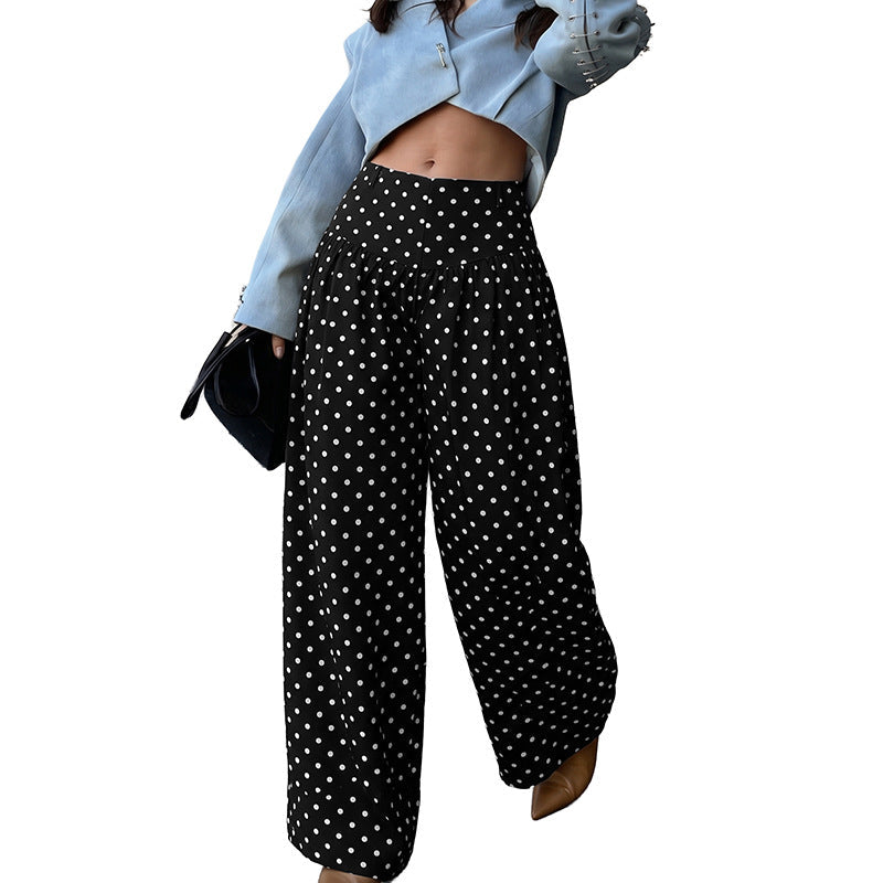 Damen High‑Waist Palazzo‑Hose mit weitem Bein und Polka‑Dot‑Print Shop Nory