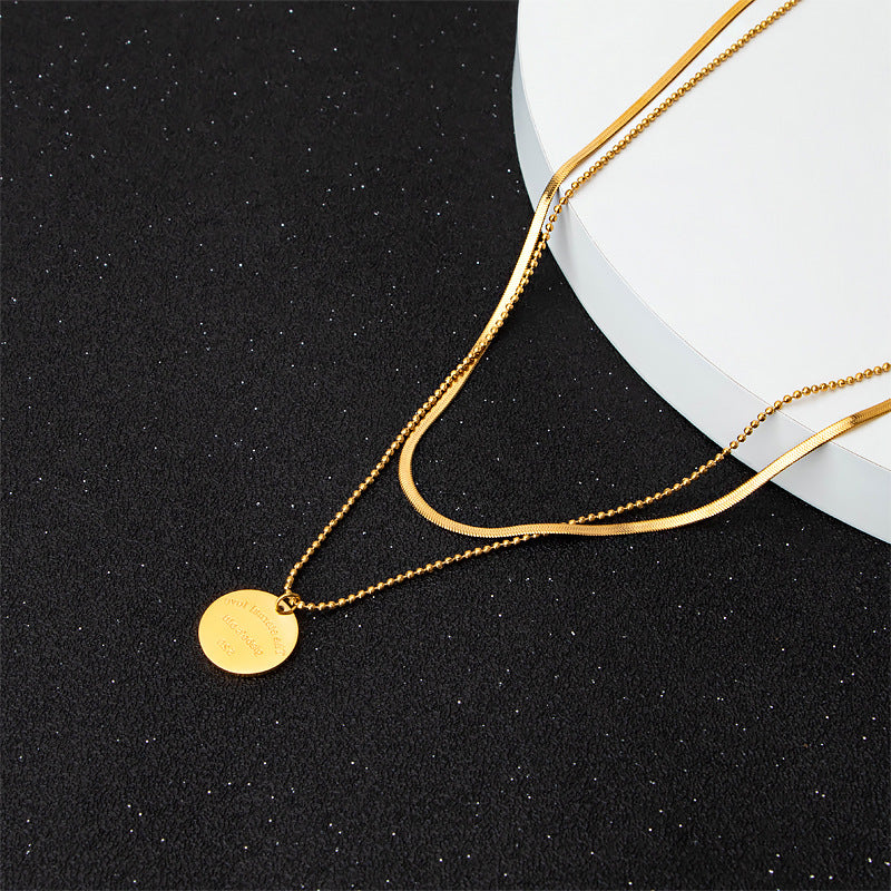 Damen Halskette mit doppeltem Anhänger und eleganter Gravur Shop Nory