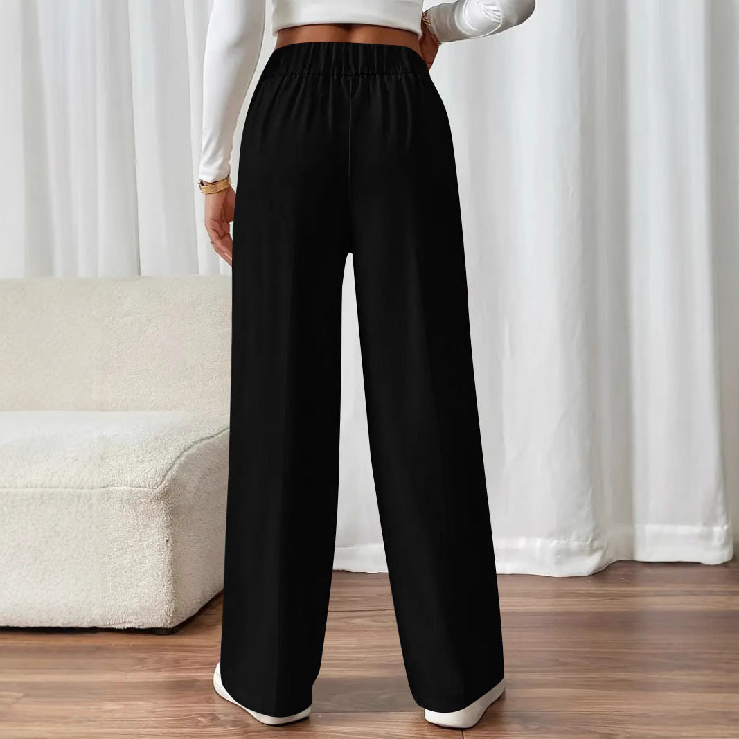 Damen Hochtaillierte Palazzo-Hose mit Zierknopfleiste, Bügelfalte und Eingrifftaschen Shop Nory