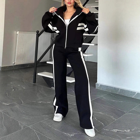 Damen Zweiteiliges Sweatset mit Reißverschlussjacke und High‑Waist Relaxed-Jogginghose Shop Nory