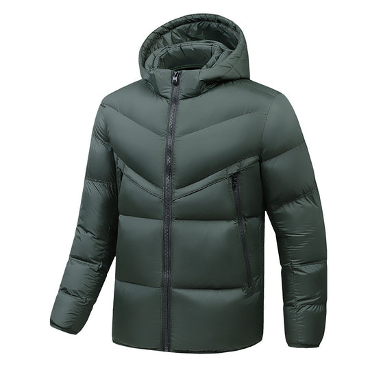 Herren Leichte Daunenoptik-Steppjacke mit Kapuze, winddichter Thermoisolierung und vertikalen Reißverschlusstaschen Shop Nory