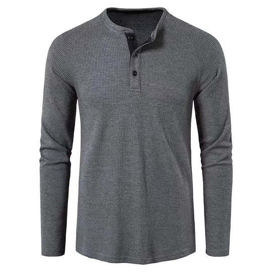 Herren nan strukturiertes Henley-Langarmshirt mit Waffelstruktur, Halbknopfleiste und Raglanärmeln Shop Nory