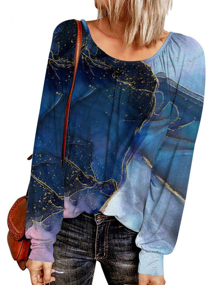 Damen Ethno-Print Oversize-Tunika mit Rundhalsausschnitt und langen Ballonärmeln Shop Nory