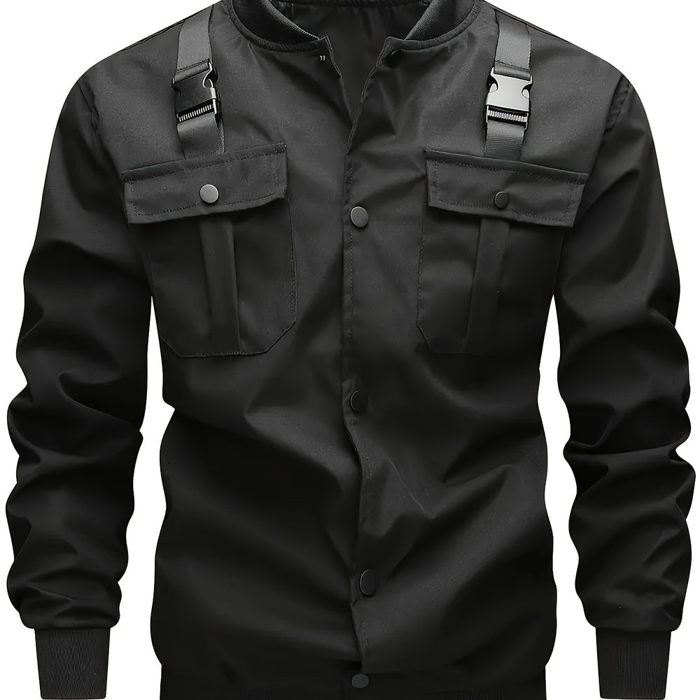 Herren Camouflage-Bomberjacke im Utility-Stil mit Brusttaschen, Schultergurten und Rippbündchen Shop Nory