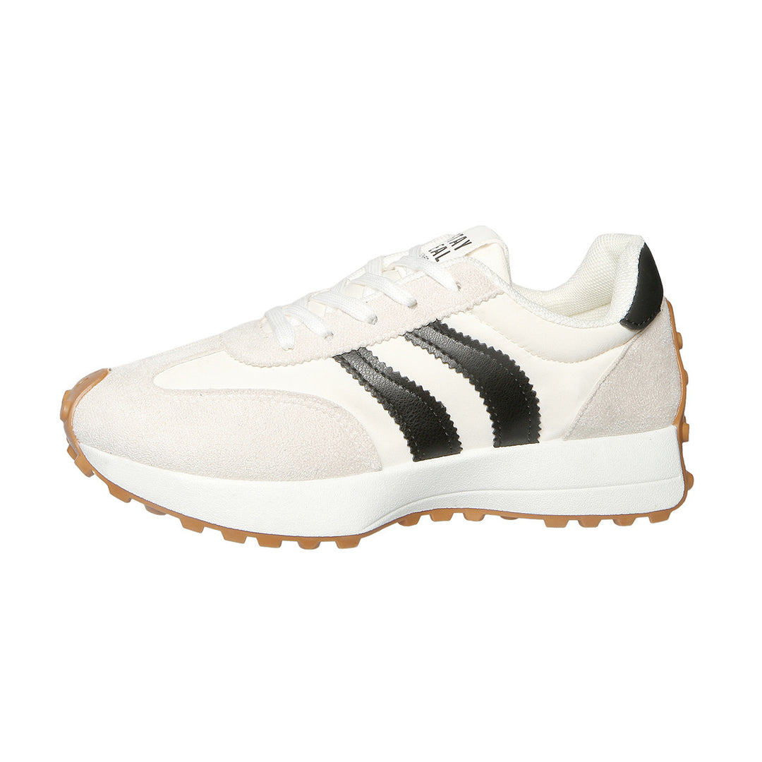 Damen nan retro-inspirierter Sneaker mit Wildleder-Overlays, Nylonoberteil und profilierter Waffelsohle Shop Nory