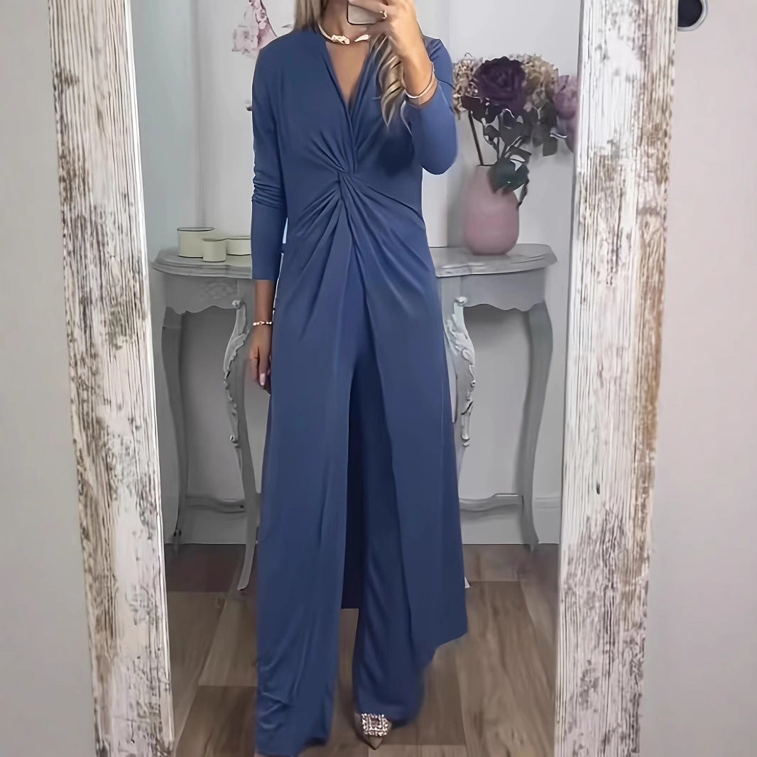 Damen Maxikleid mit V-Ausschnitt, Knotendetail und Animal-Print Shop Nory