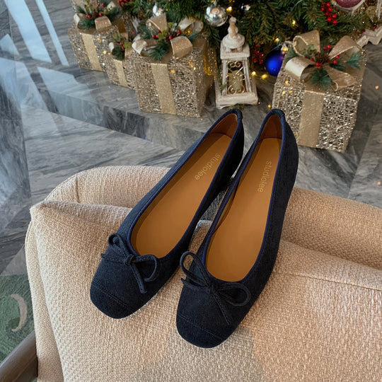 Damen Ballerinas mit charmantem Schleifendetail aus hochwertigem Wildleder