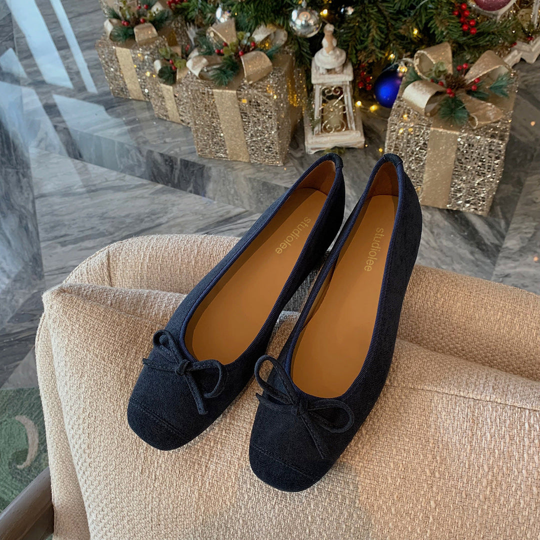 Damen Ballerinas mit runder Spitze und verspieltem Schleifendetail