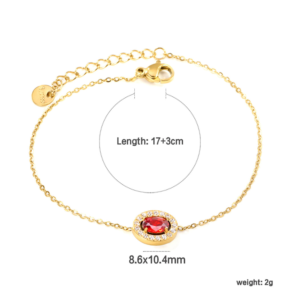 Damen Armband mit funkelndem rotem Kristallanhänger und filigranem Kettendesign Shop Nory