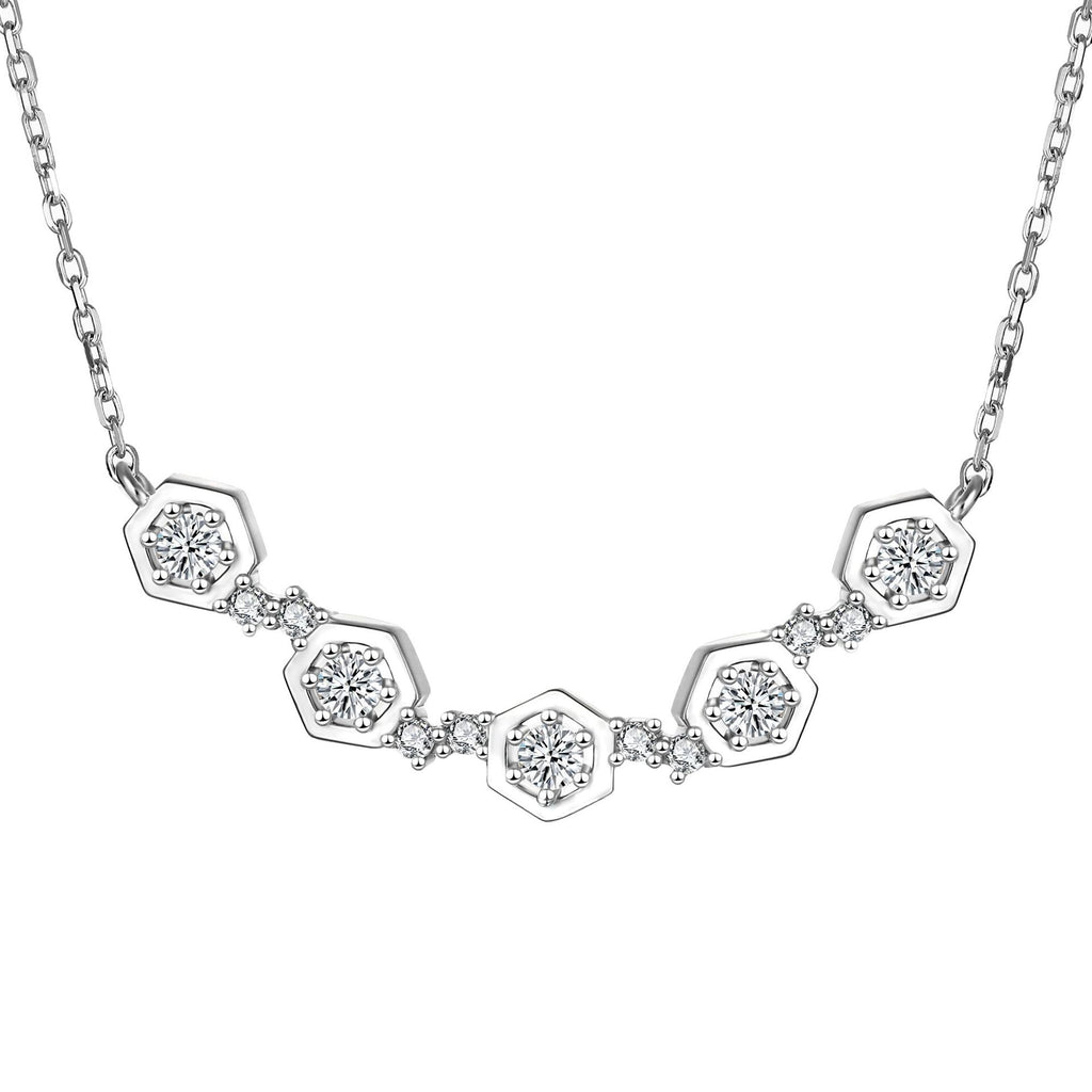 Damen Halskette mit hexagonalem Design und funkelnden Zirkonia Shop Nory