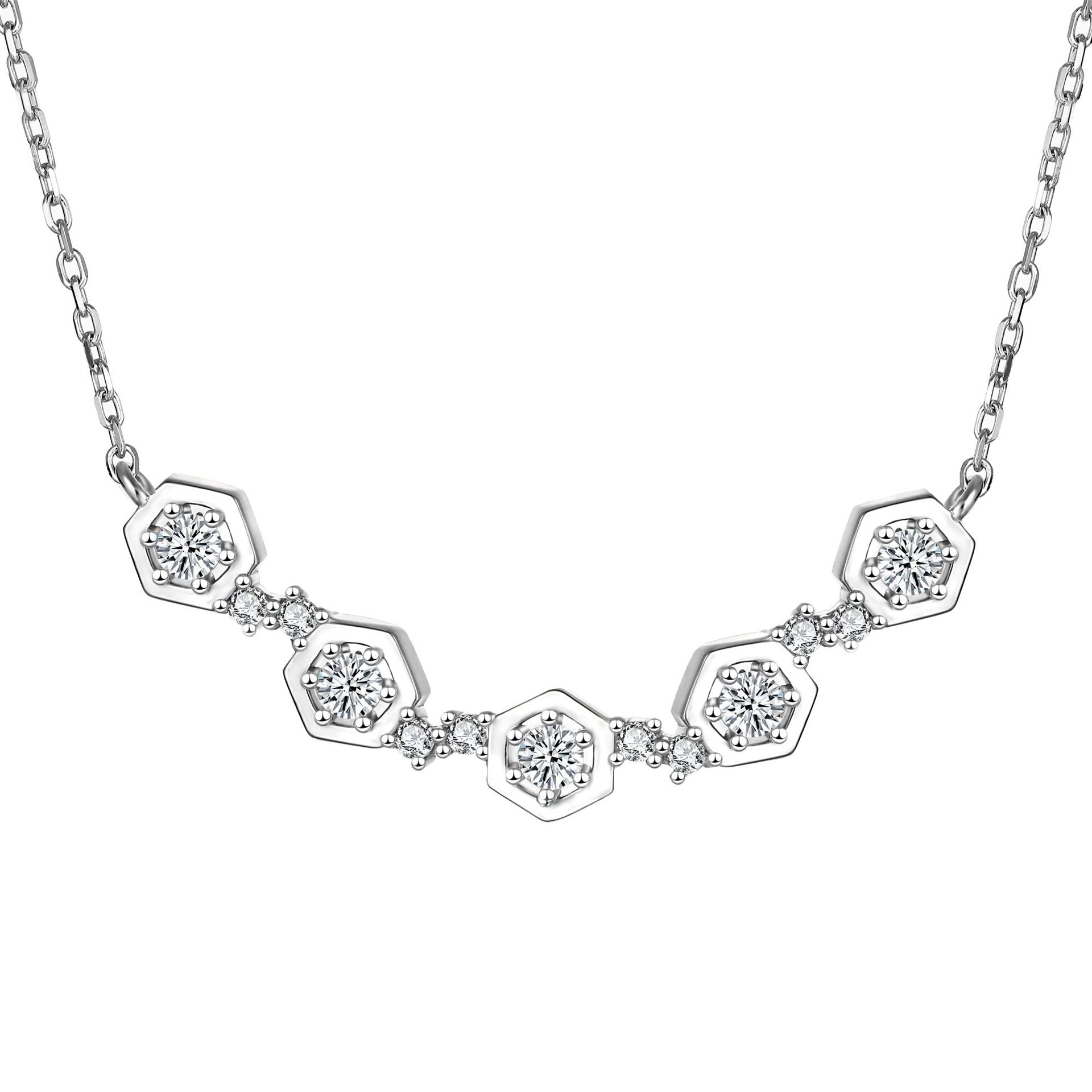 Damen Halskette mit hexagonalem Design und funkelnden Zirkonia Shop Nory