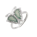 Damen Ring mit kunstvollem Schmetterlingsdesign und hochwertigen grünem Jade Shop Nory