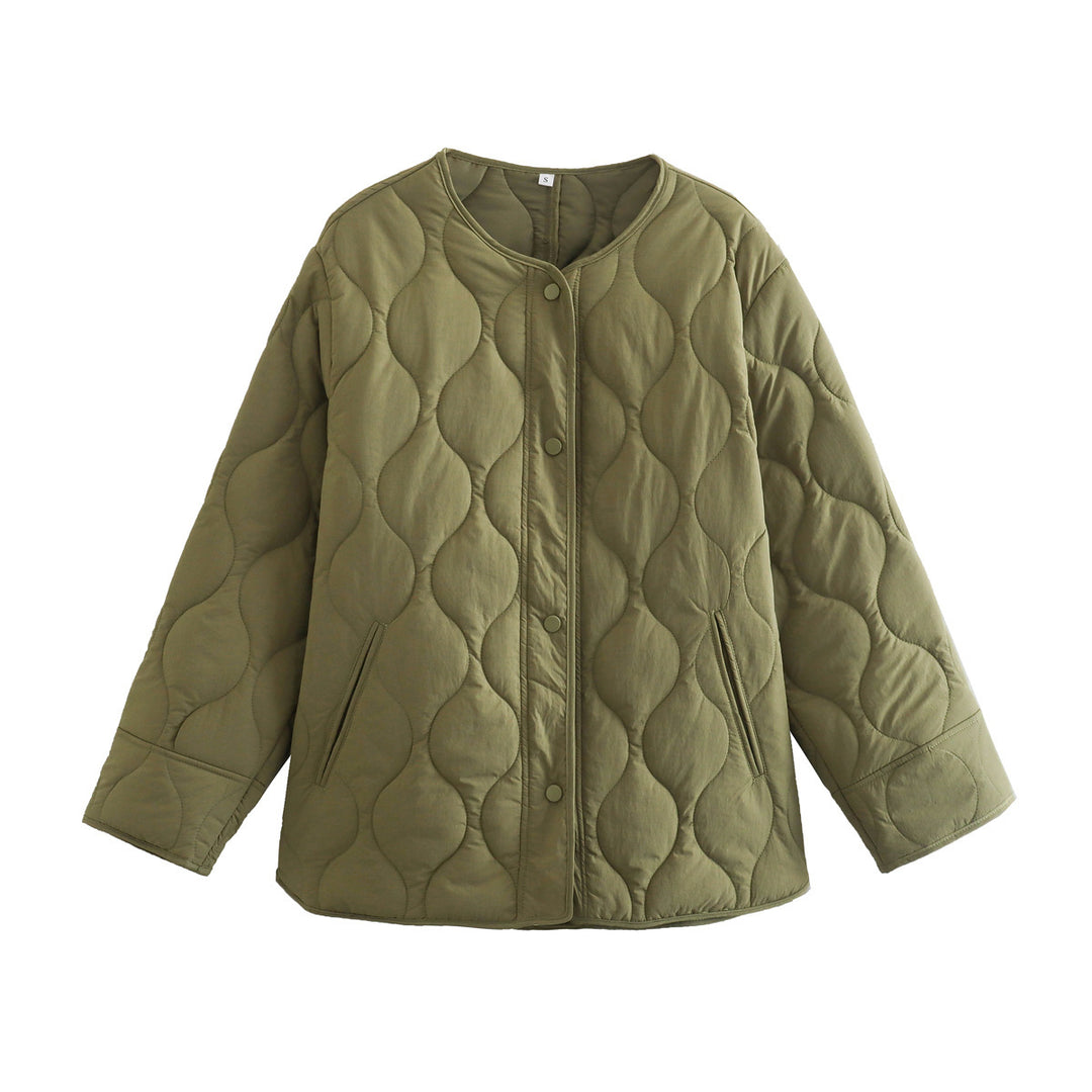 Damen Steppjacke Longline mit Oversize‑Silhouette und Druckknopfverschluss Shop Nory