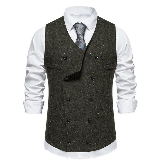 Herren elegante Anzugweste mit doppelt knöpfbarem Design und praktischen Taschen Shopnory