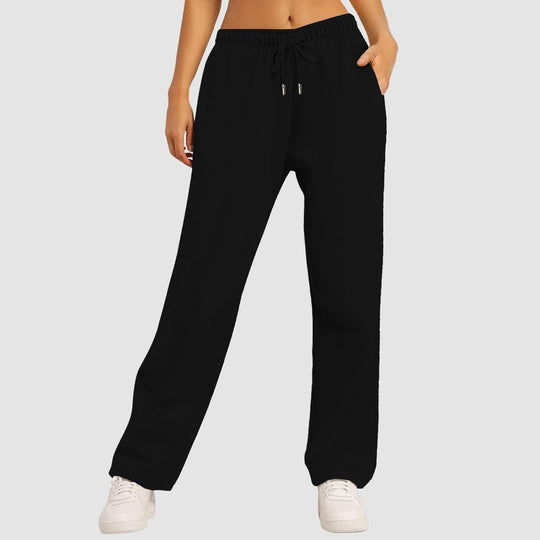 Damen nan weite High‑Waist Palazzo-Loungehose mit elastischem Komfortbund, Kordelzug und seitlichen Eingrifftaschen Shop Nory