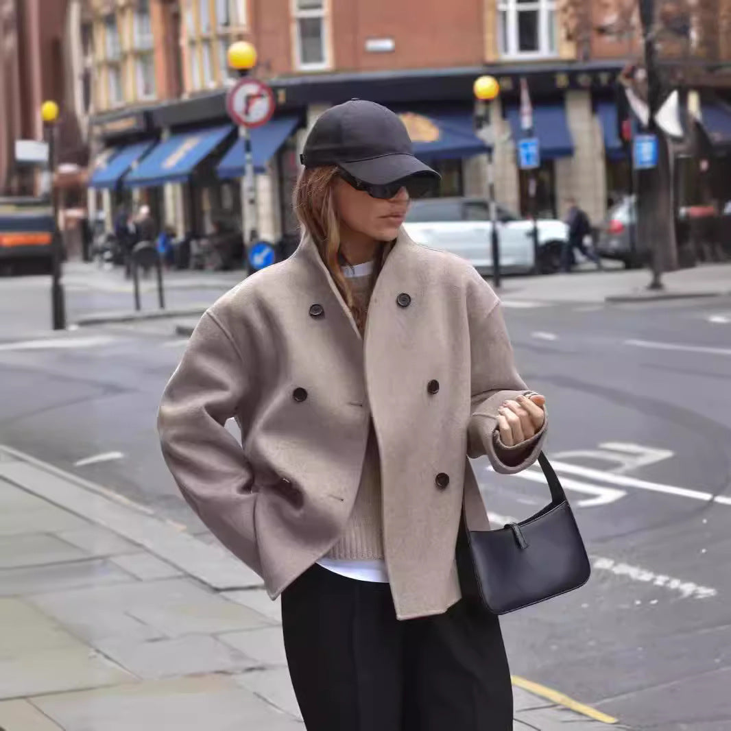 Damen Modische Oversized Wolljacke