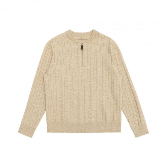 Herren Grobgerippter Halbzip-Pullover aus Merino‑Mix mit Stehkragen Shop Nory