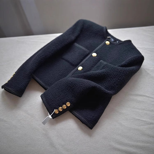 Damen Modische Boucléjacke mit goldenen Knöpfen Shop Nory