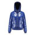 Damen Hochglänzende Steppjacke mit abnehmbarer Kapuze ShopNory