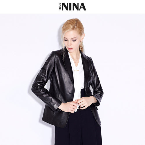 Damen Klassischer Lederblazer Shop Nory