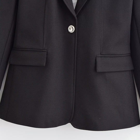Damen Taillierter Ein-Knopf Business-Blazer mit Pattentaschen Shop Nory