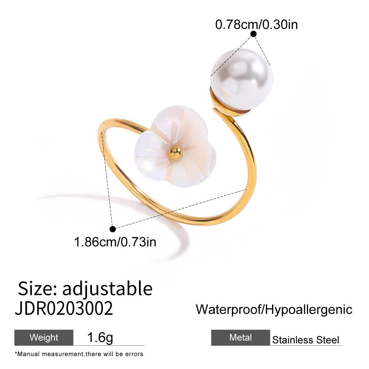 Damen Offener Ring mit floralem Design und verstellbarer Größe Shop Nory