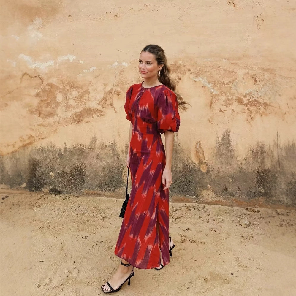 Damen Sommerkleid mit buntem Stickdesign und lockerem Schnitt