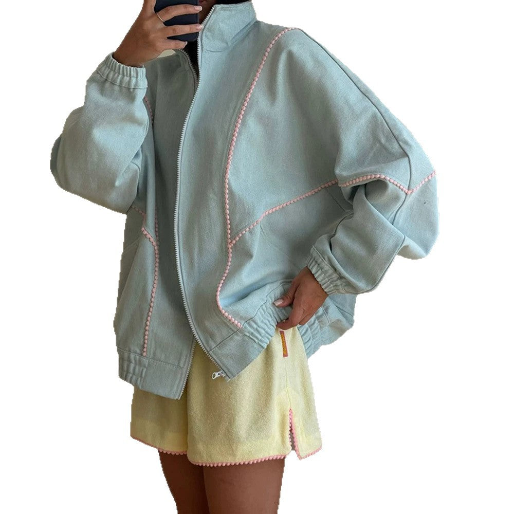 Damen Frottee-Loungewear-Set mit Reißverschluss-Jacke, Oversize-Schnitt & Pompon-Besatz Shop Nory