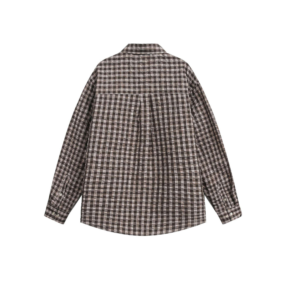 Unisex Oversize-Kariertes Hemdjacke mit Tasche und weichem Strukturstoff Shop Nory
