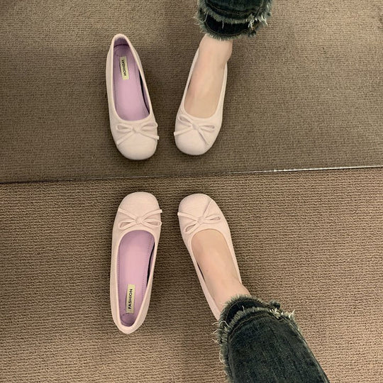 Damen Ballerinas mit dekorativem Schleifendetail und hochwertiger Fleeceaussensohle